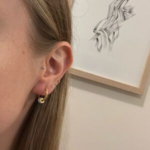 Delicate dainty Gold CZ diamond hoop hoops earrings glam